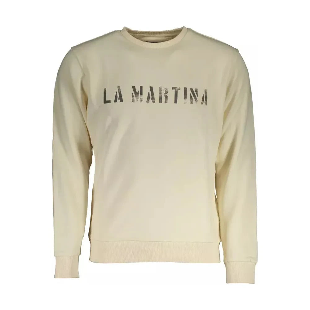 La Martina Elegant White Logo Print Sweatshirt La Martina