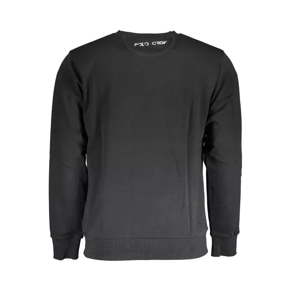 La Martina Elegant Black Crew Neck Embroidered Sweater La Martina