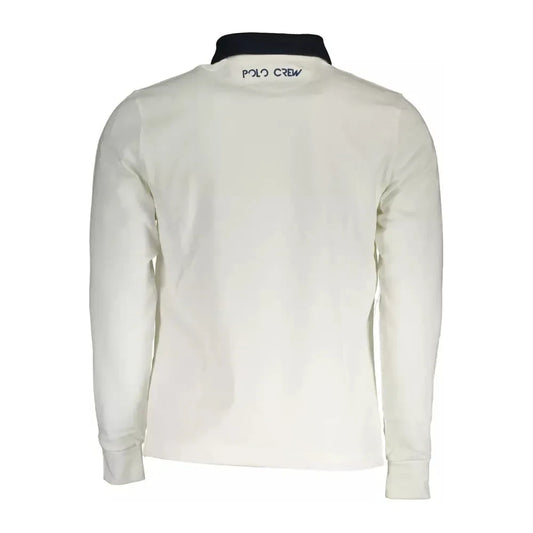 La Martina Elegant Long-Sleeved White Polo with Contrasting Details La Martina