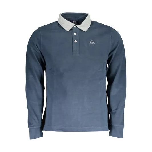 La Martina Elegant Blue Long-Sleeved Polo La Martina