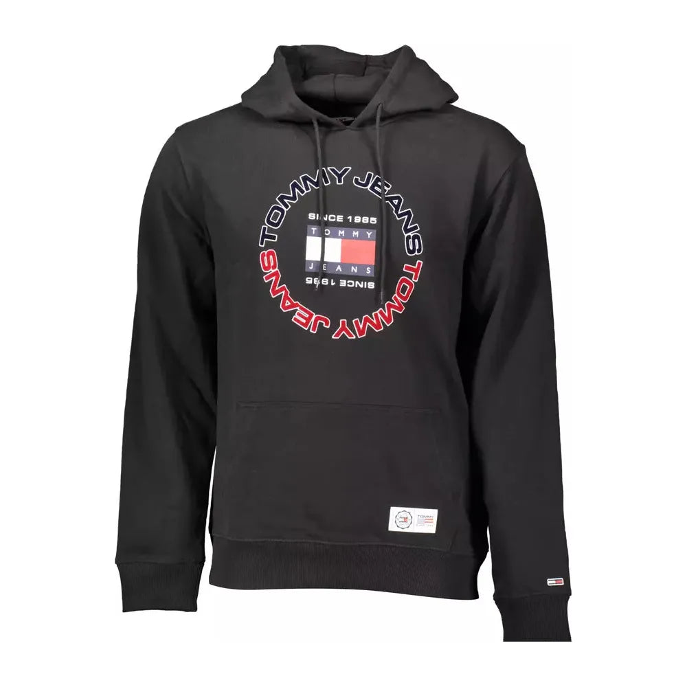 Tommy Hilfiger Elegant Black Cotton Hoodie with Embroidered Detail Tommy Hilfiger