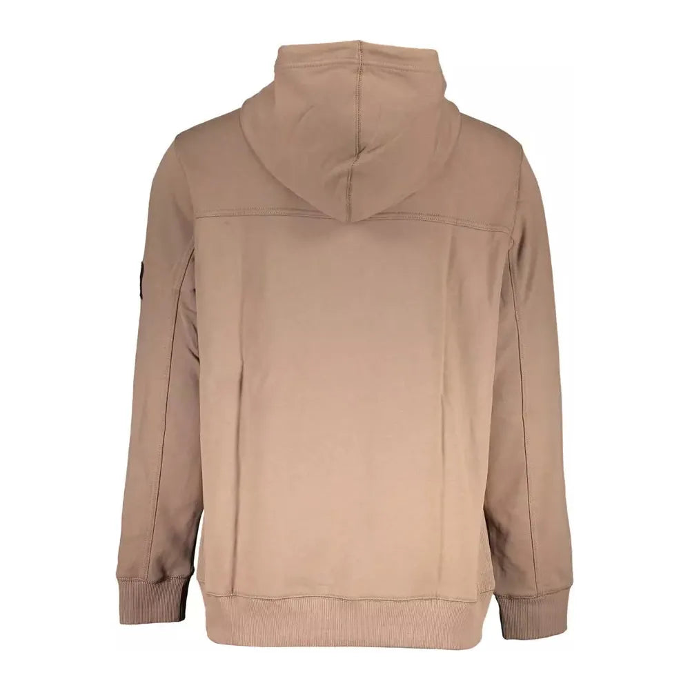 Calvin Klein Elegant Long-Sleeved Hooded Sweatshirt in Brown Calvin Klein