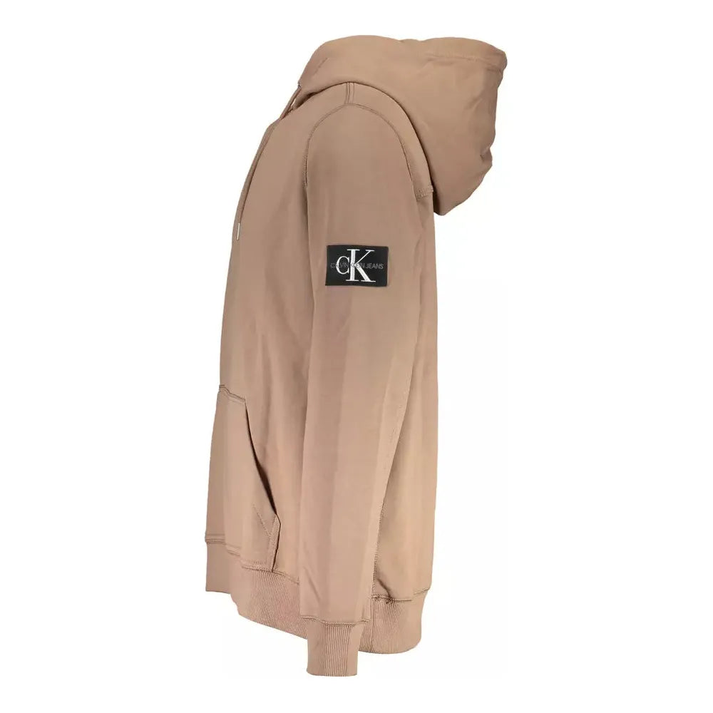 Calvin Klein Elegant Long-Sleeved Hooded Sweatshirt in Brown Calvin Klein