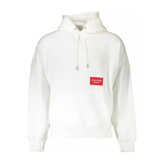 Calvin Klein Chic White Hooded Sweatshirt with Logo Print Calvin Klein