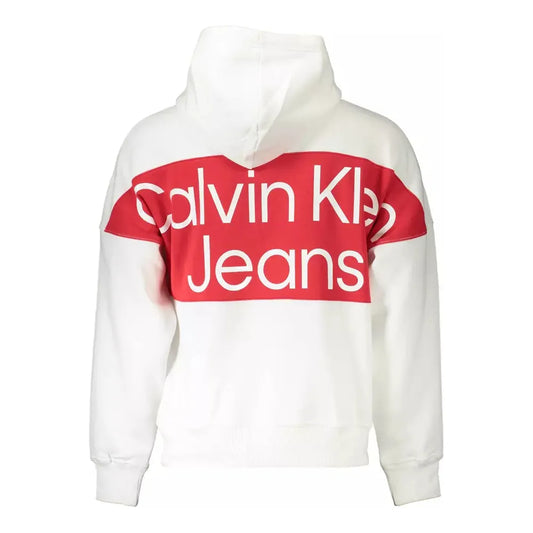 Calvin Klein Chic White Hooded Sweatshirt with Logo Print Calvin Klein