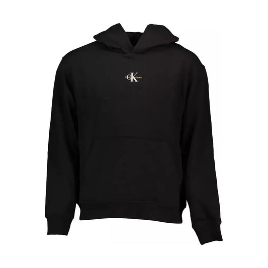 Calvin Klein Sleek Black Hooded Sweatshirt with Logo Design Calvin Klein