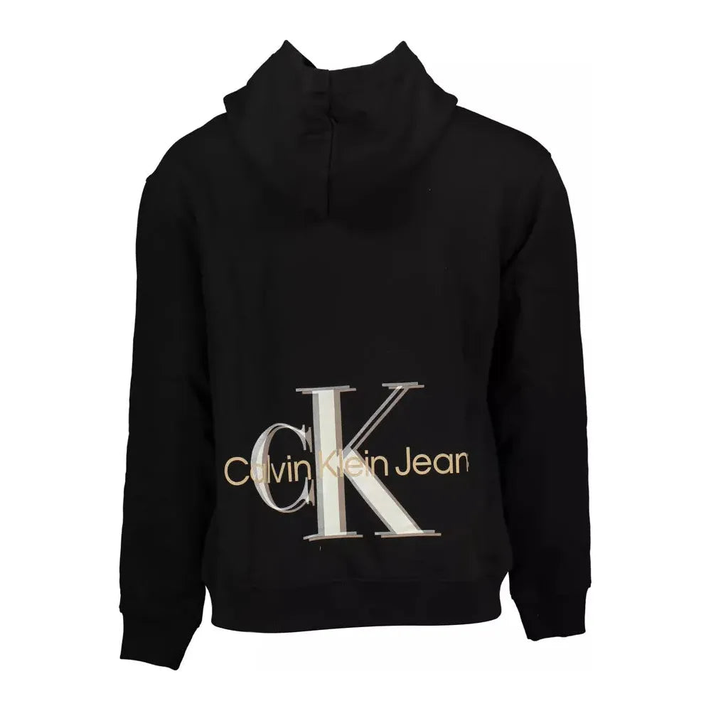 Calvin Klein Sleek Black Hooded Sweatshirt with Logo Design Calvin Klein