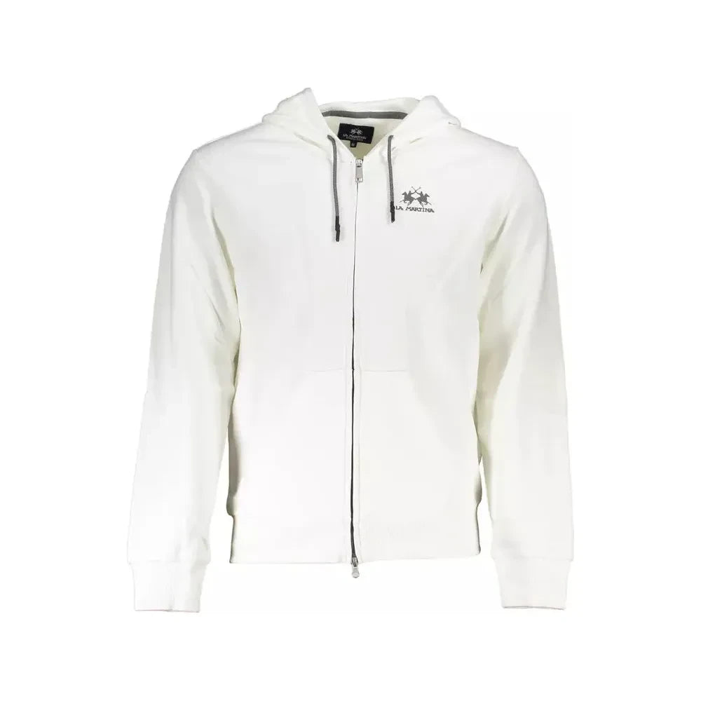 La Martina Classic White Zip-Up Hooded Sweatshirt La Martina