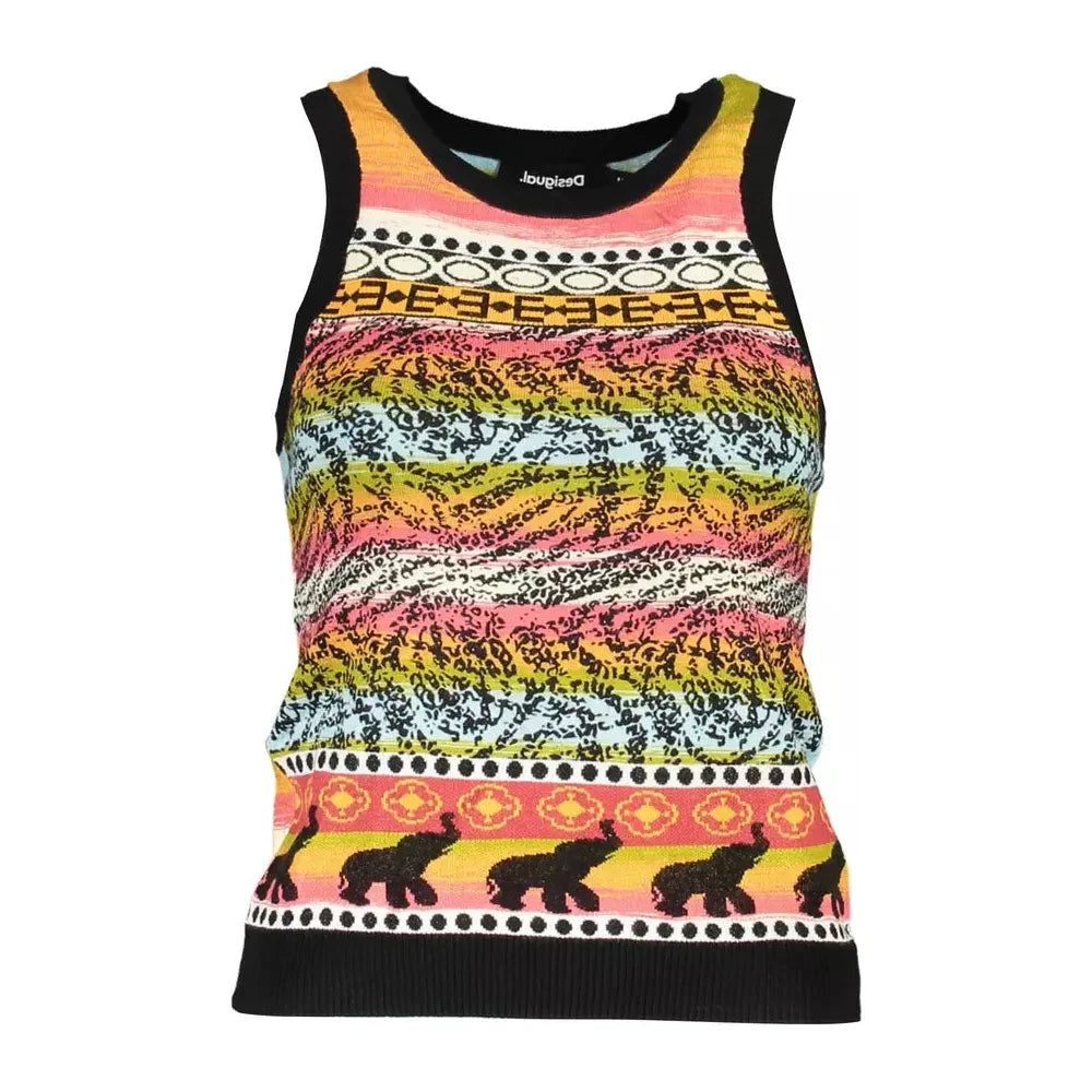 Desigual Chic Wide-Shoulder Tank with Contrasting Details Desigual