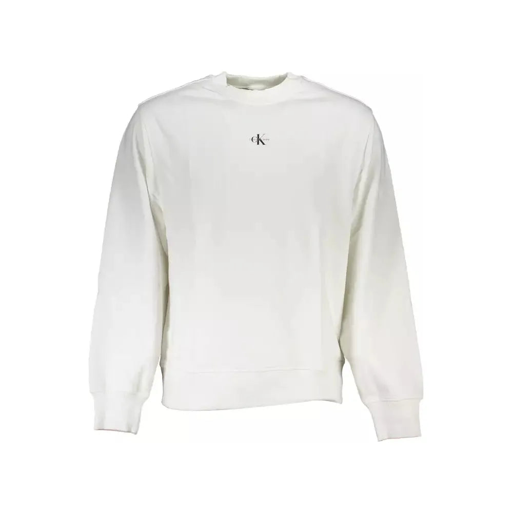 Calvin Klein Sleek White Cotton Sweatshirt with Logo Print Calvin Klein