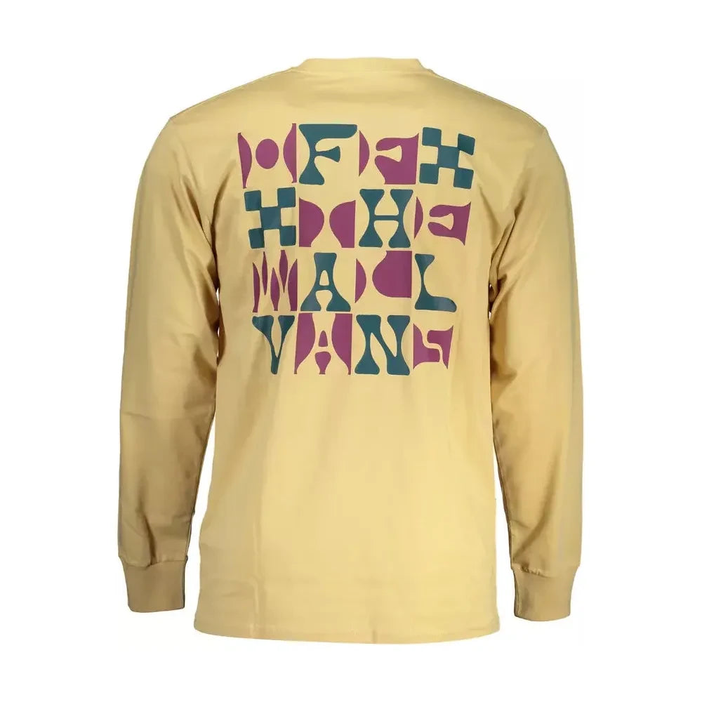 Vans Beige Long Sleeve Cotton Tee with Logo Print Vans