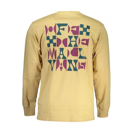 Vans Beige Long Sleeve Cotton Tee with Logo Print Vans