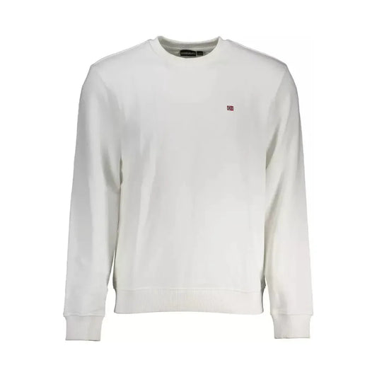 Napapijri Crisp White Embroidered Crew Neck Sweatshirt Napapijri