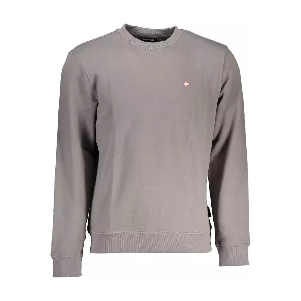 Napapijri Chic Gray Crew Neck Logo Sweatshirt Napapijri