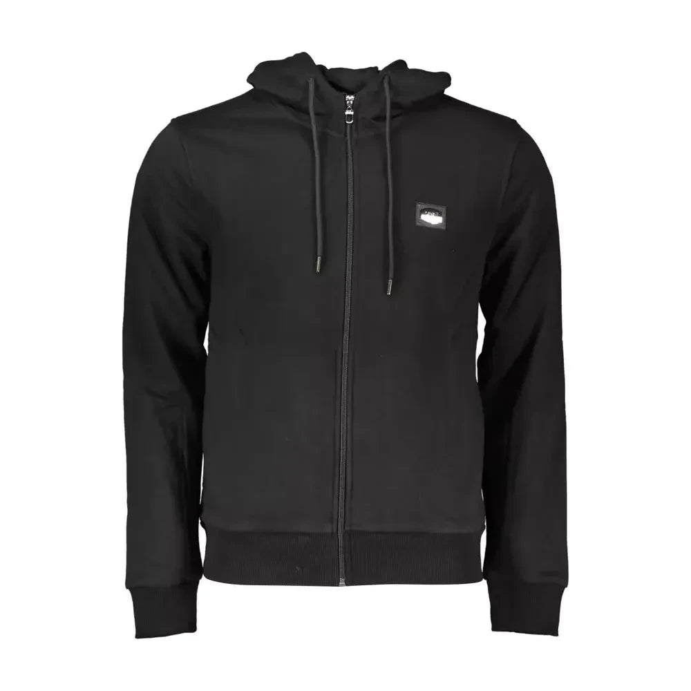 Cavalli Class Elegant Black Hooded Zip Sweatshirt Cavalli Class