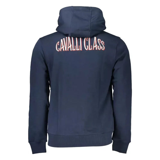 Cavalli Class Elegant Blue Hooded Zip Sweatshirt Cavalli Class