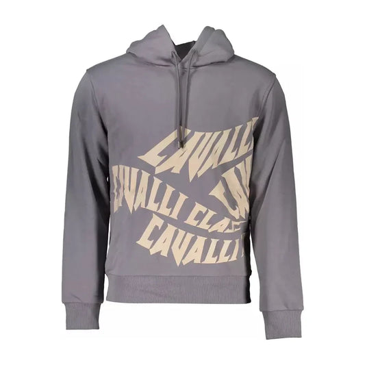 Cavalli Class Elegant Gray Hooded Sweatshirt in Regular Fit Cavalli Class