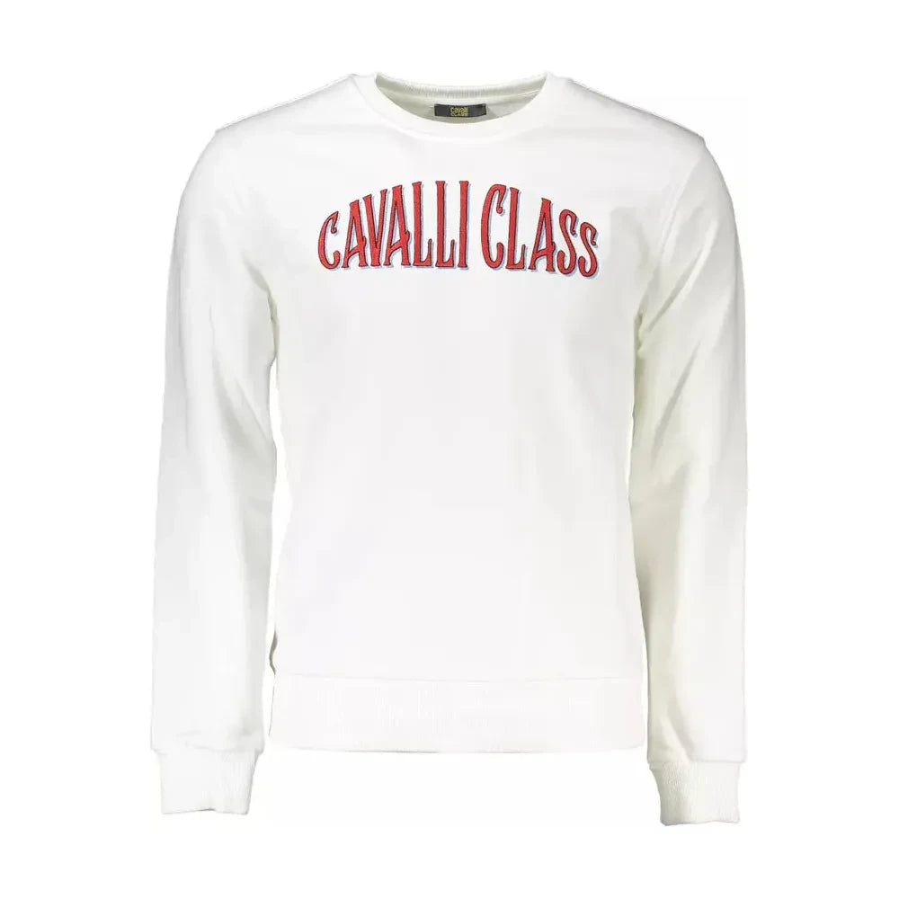 Cavalli Class Elegant White Embroidered Sweatshirt Cavalli Class