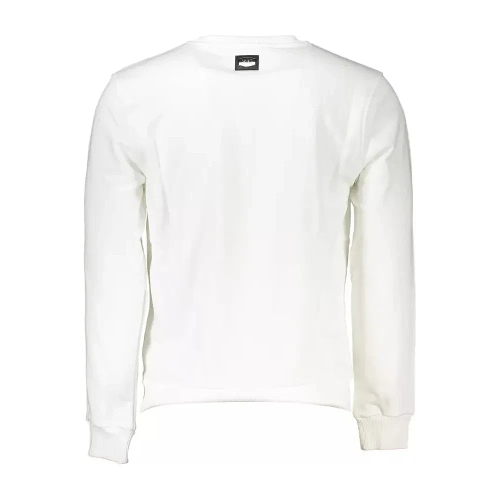 Cavalli Class Elegant White Embroidered Sweatshirt Cavalli Class