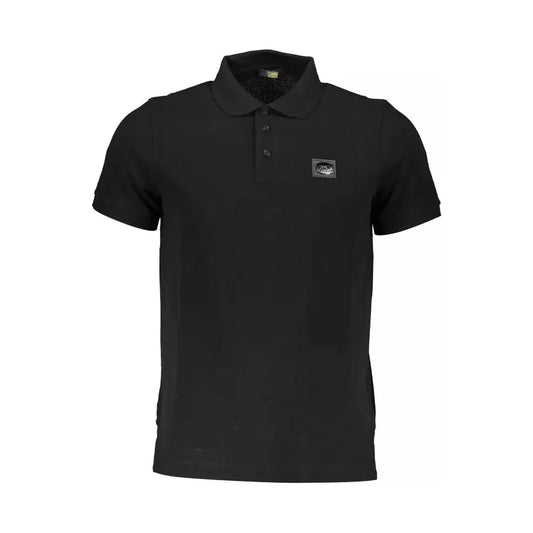 Cavalli Class Elegant Black Cotton Polo with Signature Applique Cavalli Class