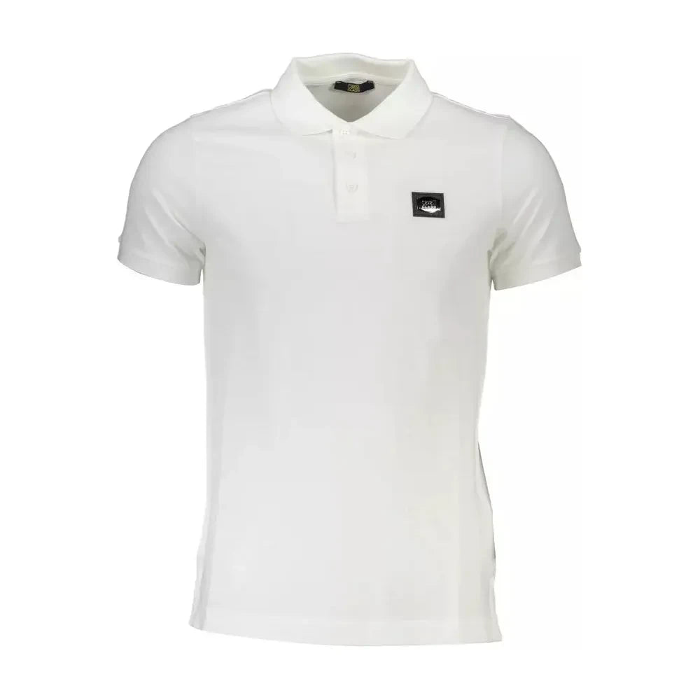 Cavalli Class Elegant White Cotton Polo with Logo Detail Cavalli Class