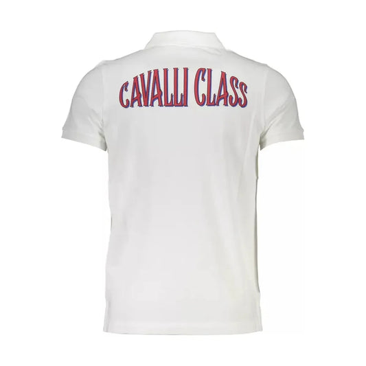 Cavalli Class Elegant White Cotton Polo with Logo Detail Cavalli Class