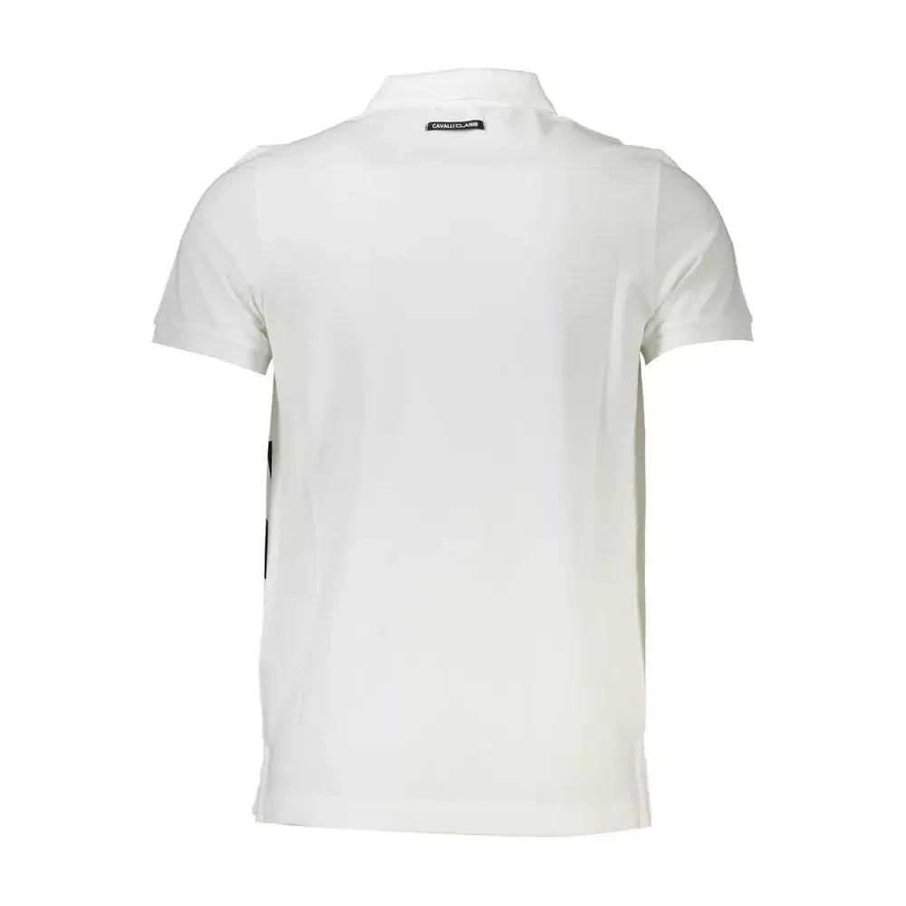 Cavalli Class Elegant White Cotton Polo with Chic Print Cavalli Class