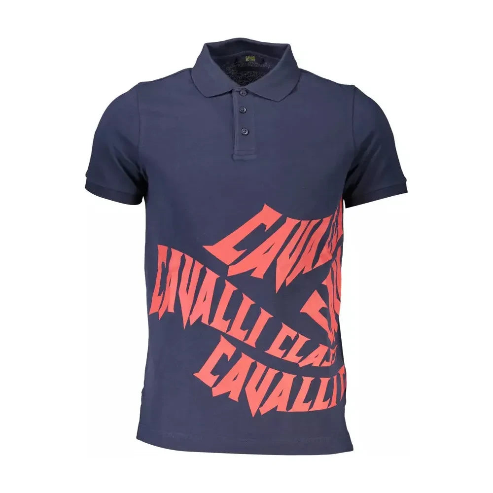 Cavalli Class Blue Cotton Men Polo Shirt