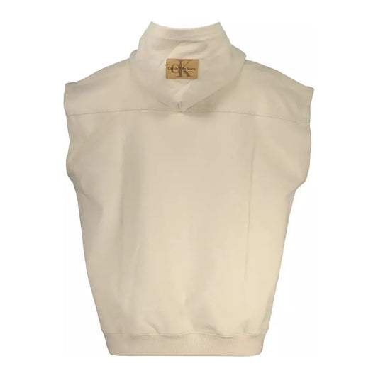 Calvin Klein Beige Hooded Sleeveless Cotton Sweatshirt Calvin Klein