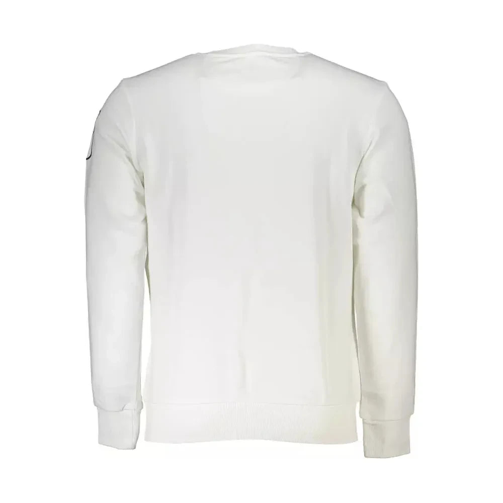 La Martina Chic White Crew Neck Embroidered Sweatshirt La Martina