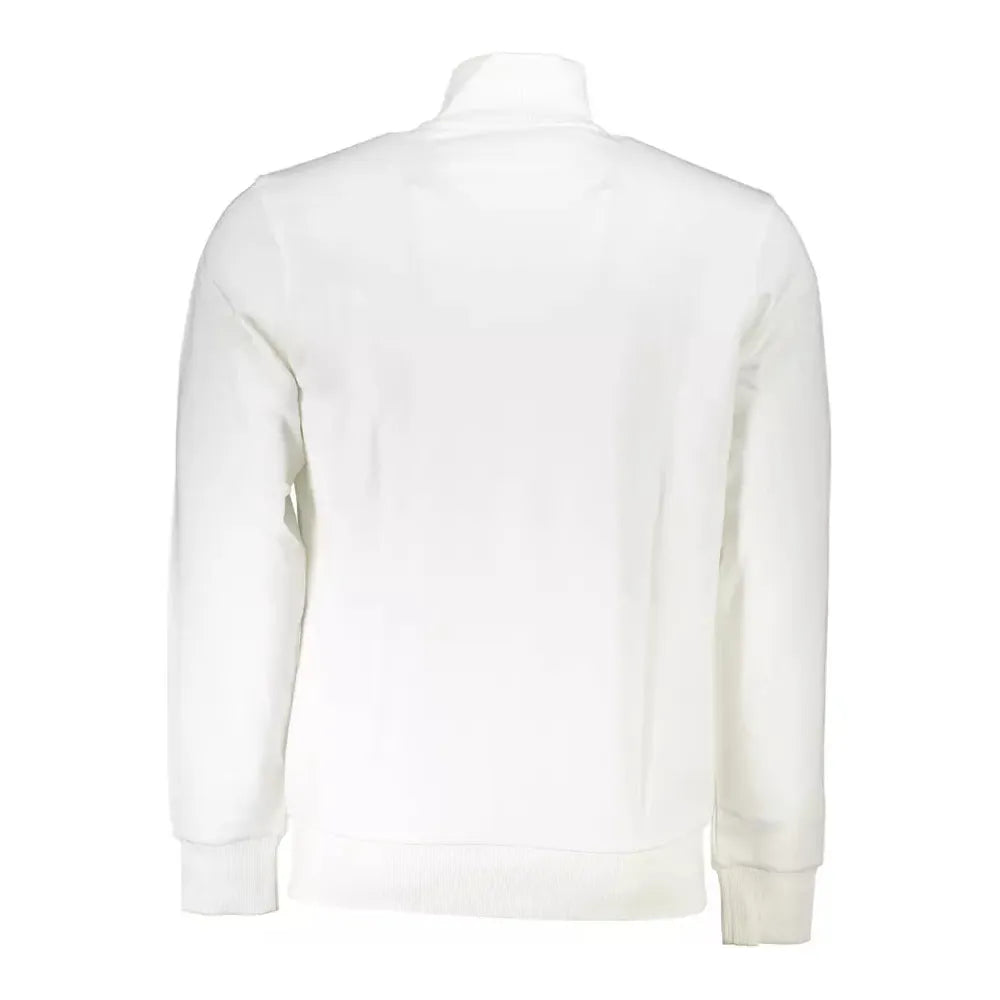 La Martina Elegant White Zippered Cotton-Blend Sweatshirt La Martina