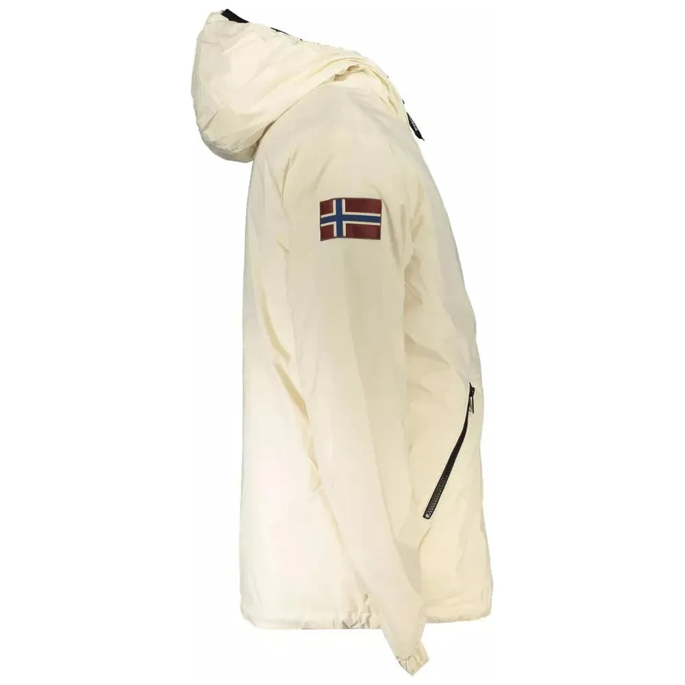 Napapijri Chic White Polyamide Hooded Jacket Napapijri