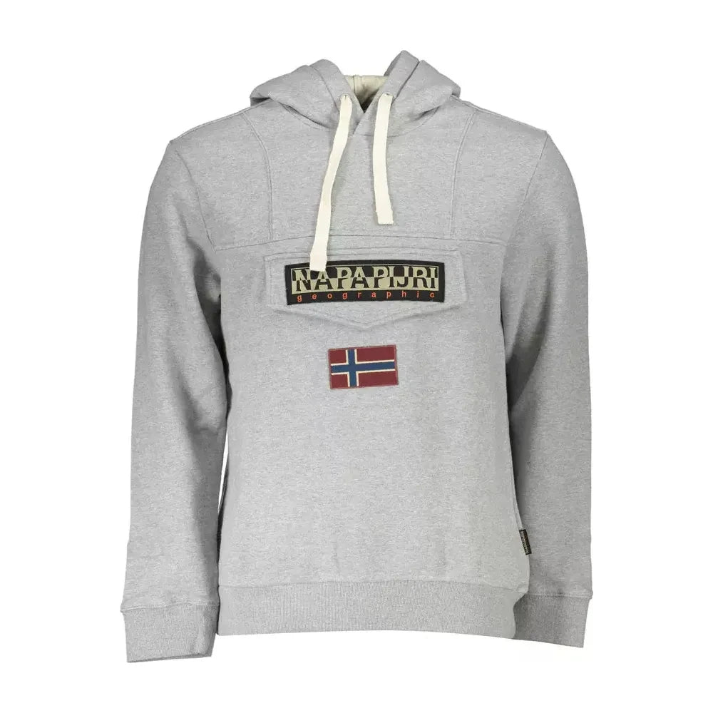 Napapijri Chic Gray Half-Zip Hooded Sweatshirt Napapijri