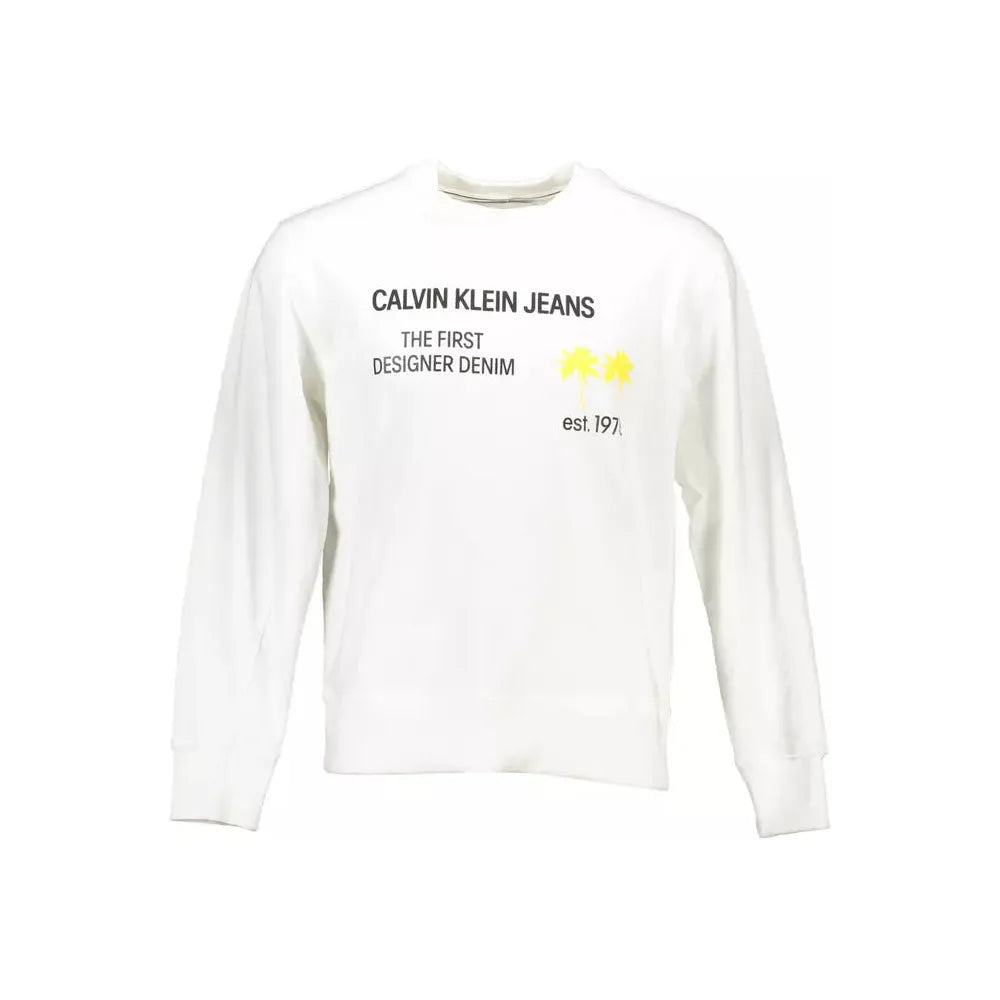 Calvin Klein Organic Cotton Logo Sweatshirt in White Calvin Klein