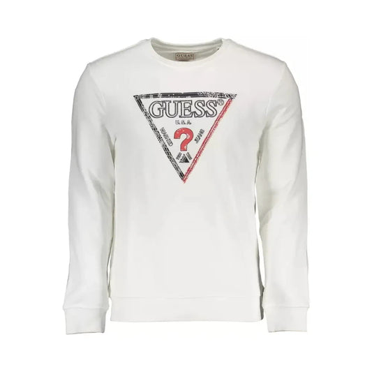 Guess Jeans Sleek White Crewneck Sweatshirt Guess Jeans