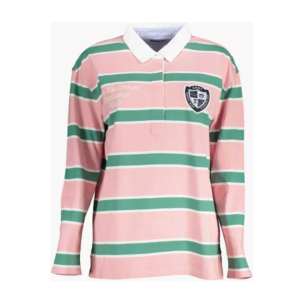 Gant Elegant Long-Sleeve Pink Polo with Contrasting Details Gant