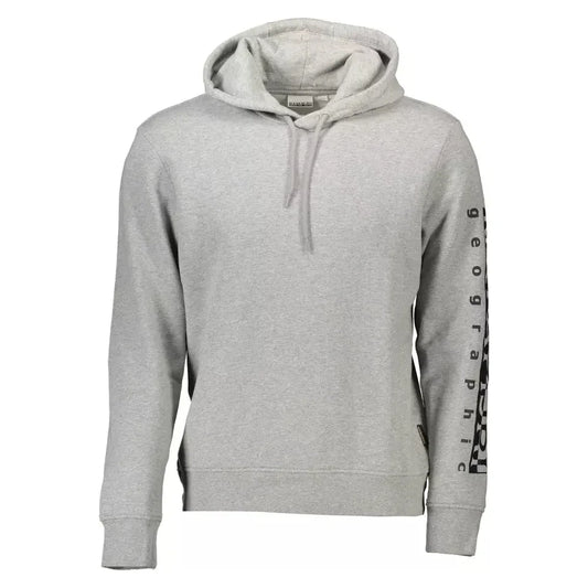 Napapijri Chic Gray Hooded Sweatshirt with Logo Detail Napapijri