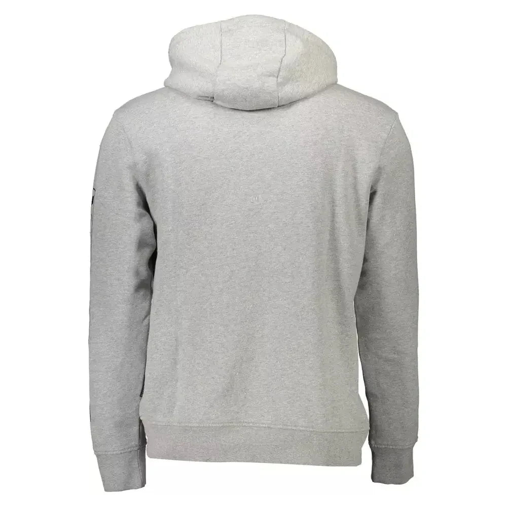 Napapijri Chic Gray Hooded Sweatshirt with Logo Detail Napapijri