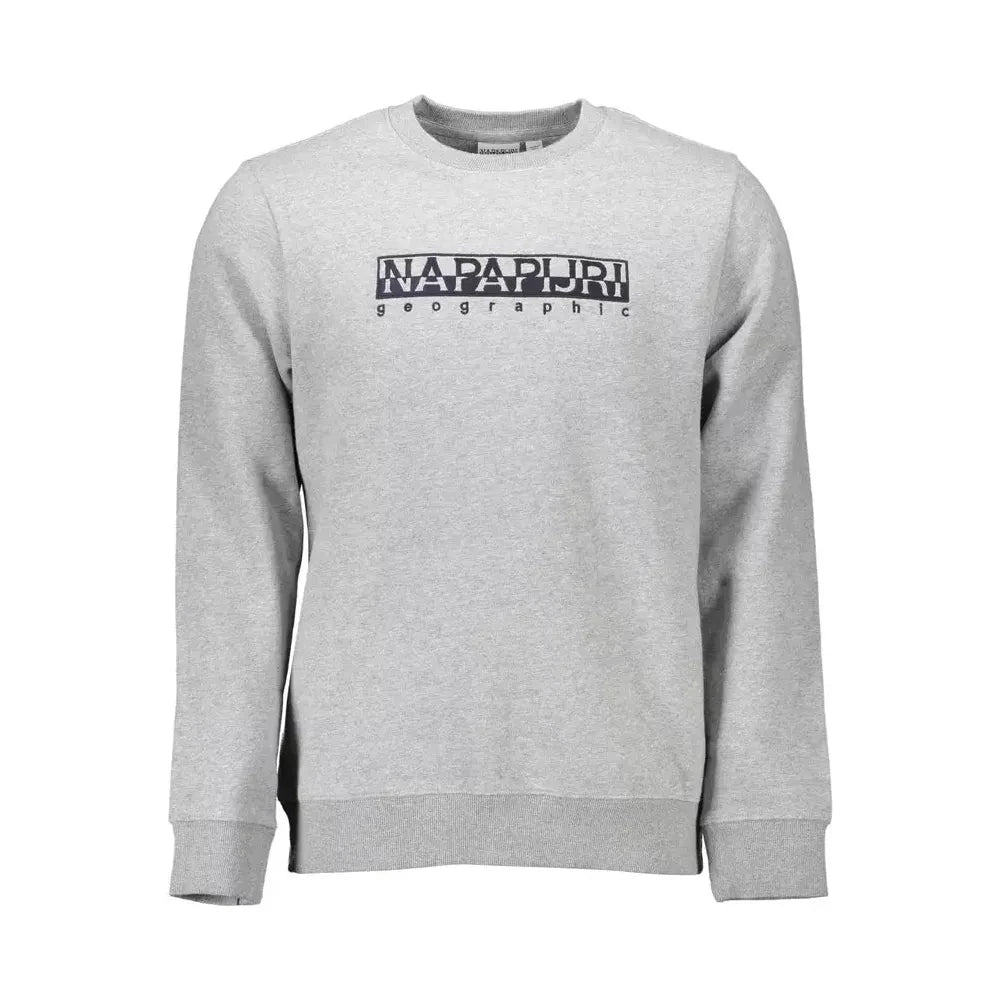 Napapijri Chic Gray Embroidered Organic Cotton Sweatshirt Napapijri