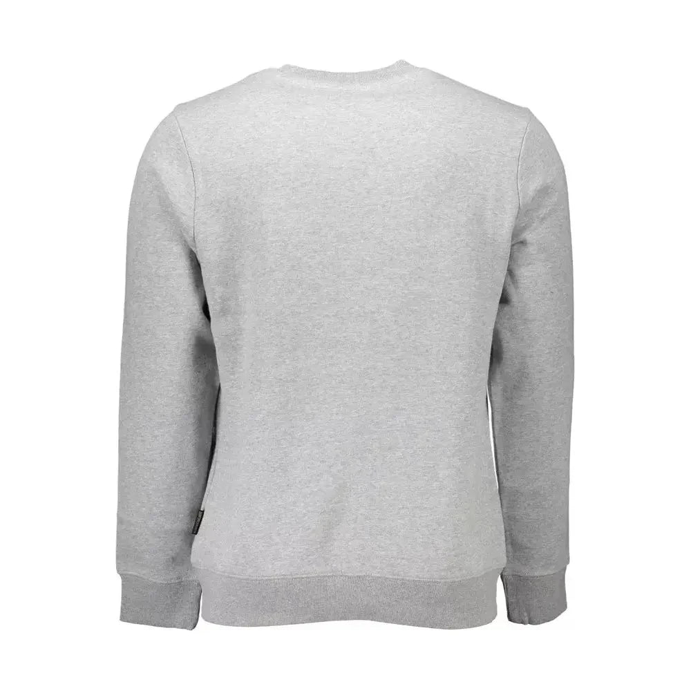 Napapijri Chic Gray Embroidered Organic Cotton Sweatshirt Napapijri