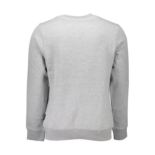 Napapijri Chic Gray Embroidered Organic Cotton Sweatshirt Napapijri