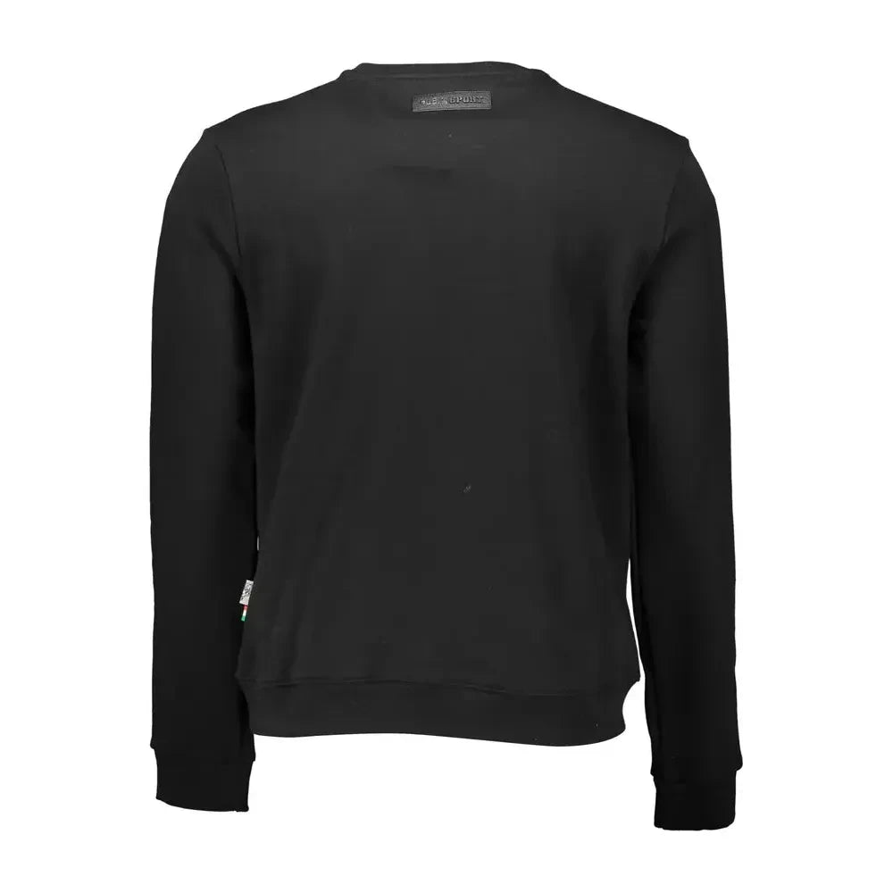 Plein Sport Sleek Black Cotton Sweatshirt with Bold Accents Plein Sport