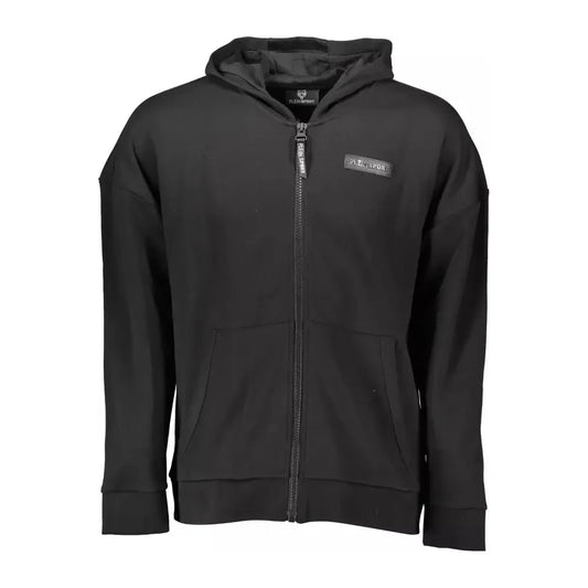 Plein Sport Sleek Black Zip Hoodie with Contrasting Accents Plein Sport