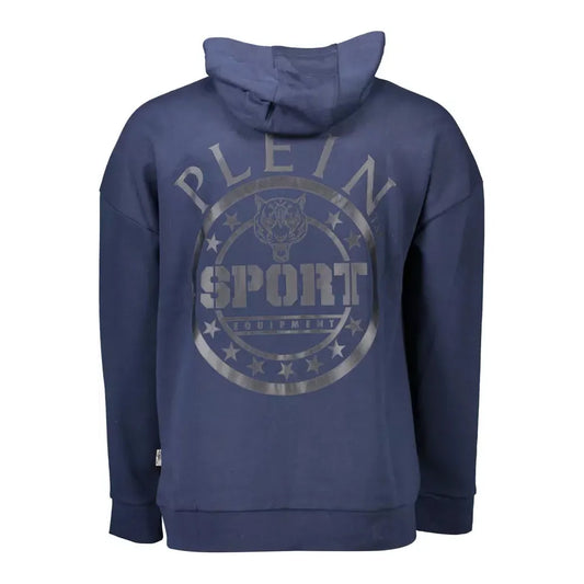 Plein Sport Sleek Blue Hooded Sweatshirt with Logo Detail Plein Sport