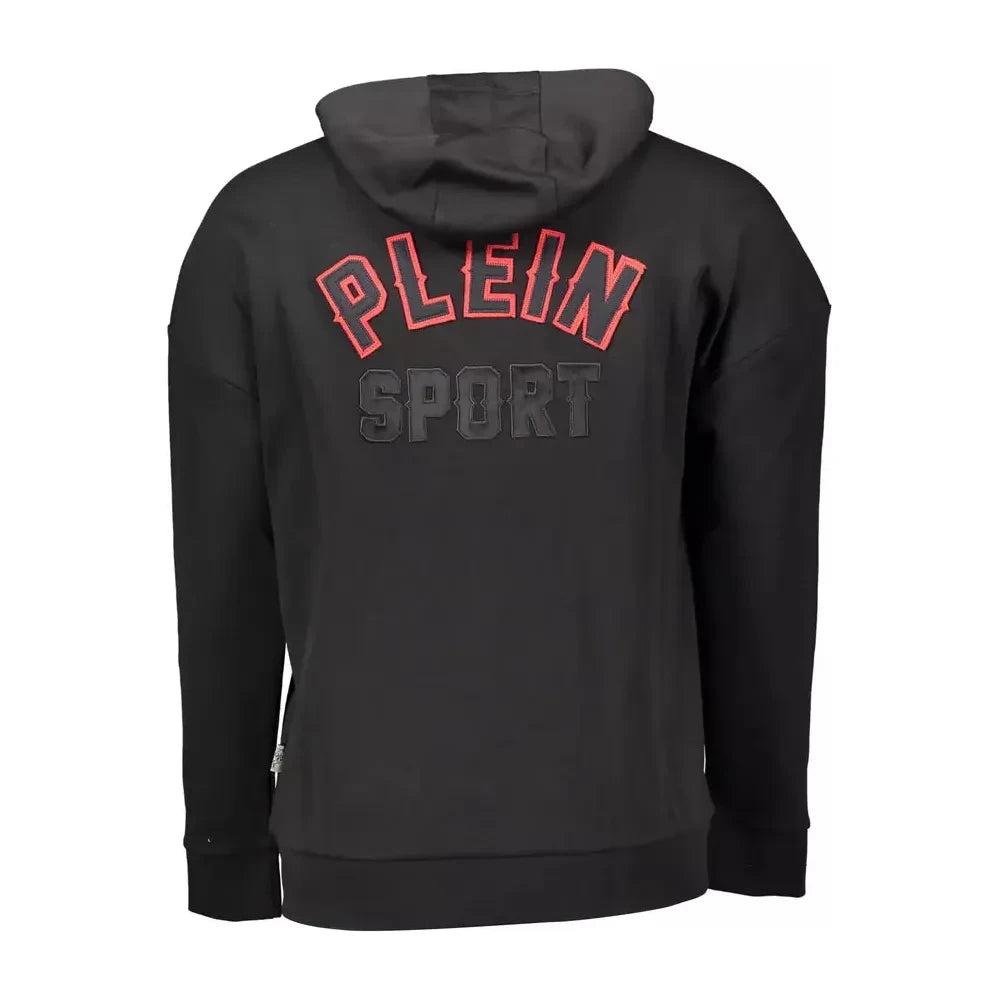 Plein Sport Sleek Black Zip Hoodie with Contrasting Accents Plein Sport