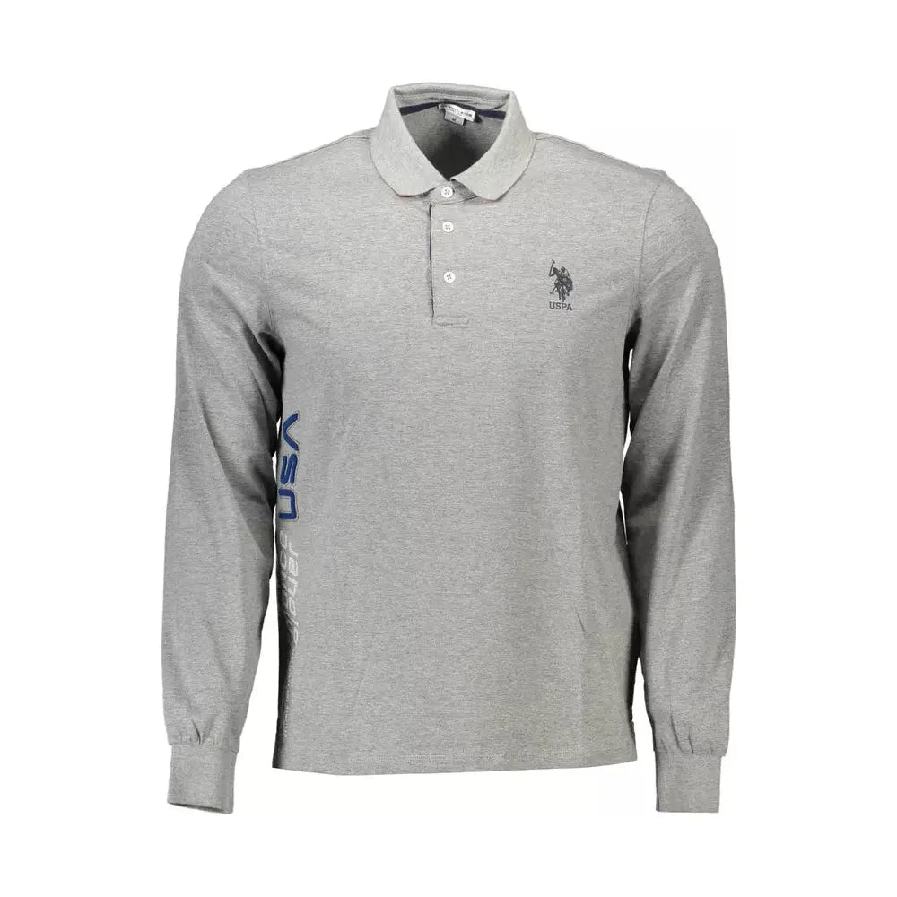 U.S. POLO ASSN. Chic Gray Long-Sleeved Polo with Contrasting Accents U.S. POLO ASSN.