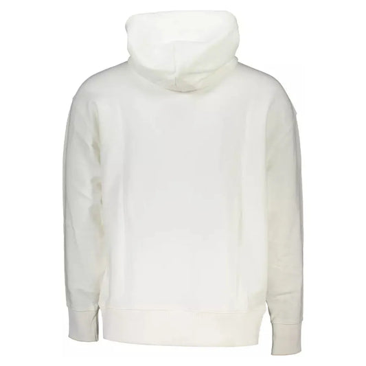 Tommy Hilfiger Sleek White Hooded Sweatshirt with Central Pocket Tommy Hilfiger