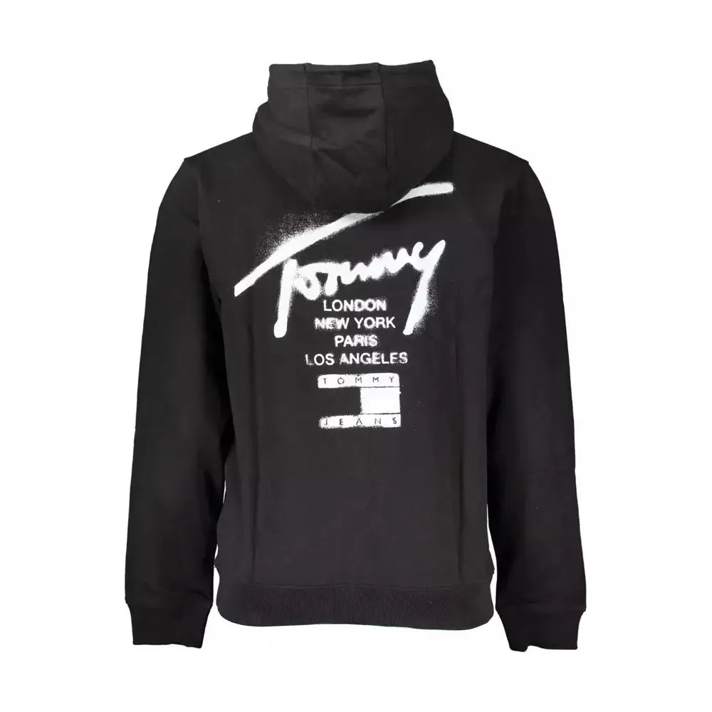 Tommy Hilfiger Elegant Black Cotton Zip Hoodie Tommy Hilfiger