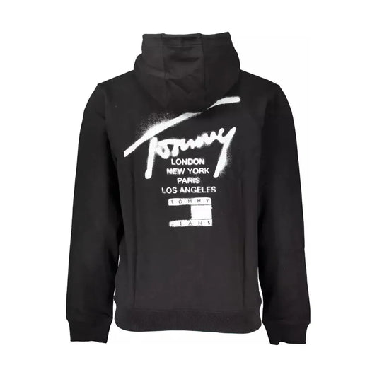 Tommy Hilfiger Elegant Black Cotton Zip Hoodie Tommy Hilfiger