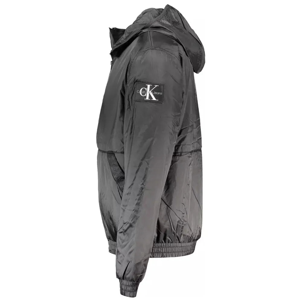 Calvin Klein Sleek Black Hooded Jacket with Contrasting Details Calvin Klein